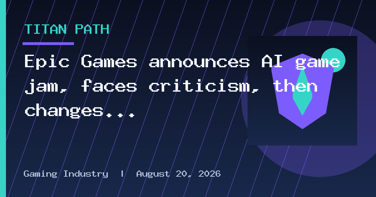Epic Games announces AI game jam, faces criticism, then changes rules